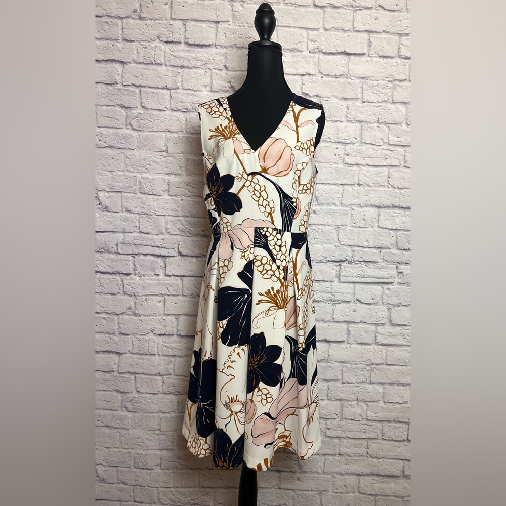 Ann Taylor Floral Print Fit & Flare Dress with Pleated Skirt size 6